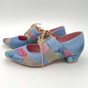 Maciejka Women’s Size 36/US 5 pink blue and green Vintage retro pointy toe shoes